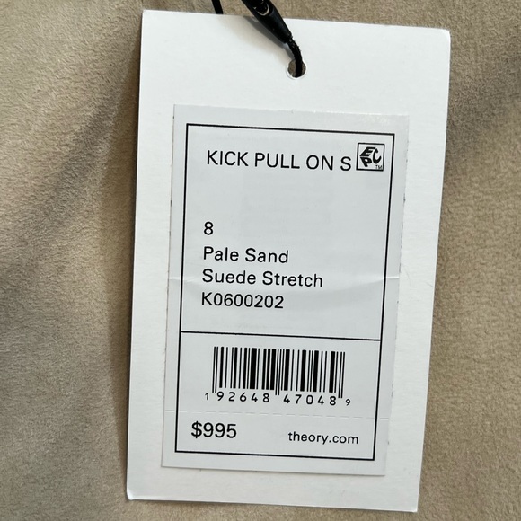 THEORY***Kick Pull On Stretch Cream Suede Pants***US 8 $995 - Picture 7 of 7